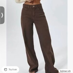 Women's Wide Leg Brown Jeans